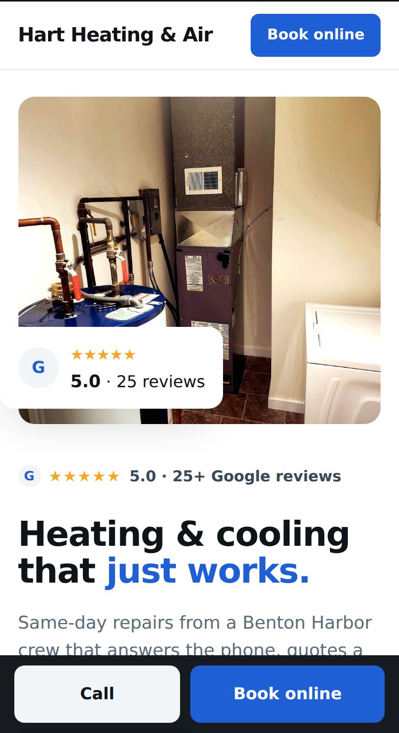 The same website on a phone